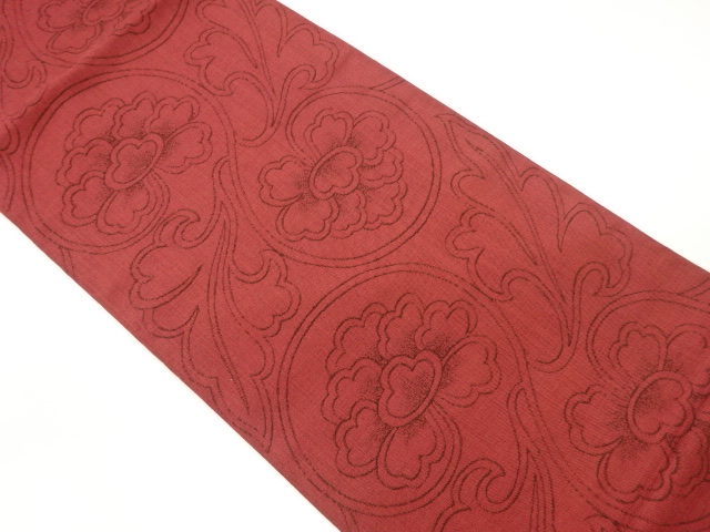 花唐草模様織出し洒落袋帯